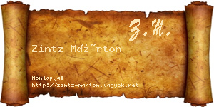 Zintz Márton névjegykártya